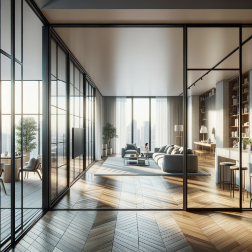 Create a photorealistic and high-resolution 8K image of a spacious interior with a large sliding glass door. The sliding door should give the room an open and expansive feel, allowing natural light to flood into the space. Balance the composition and frame the scene like a movie, with natural lighting and meticulous arrangement. The sliding door should be of a sophisticated design that integrates harmoniously with the rest of the interior, enhancing the aesthetics of the home. Please refrain from including pixelation, distortion, low resolution, watermarks, text overlays, overexposure. Exclude babies, children, or humans of any kind, and make sure there are no peculiar objects or backgrounds included. Please, do not include Korean or any other language text in the image, English only.