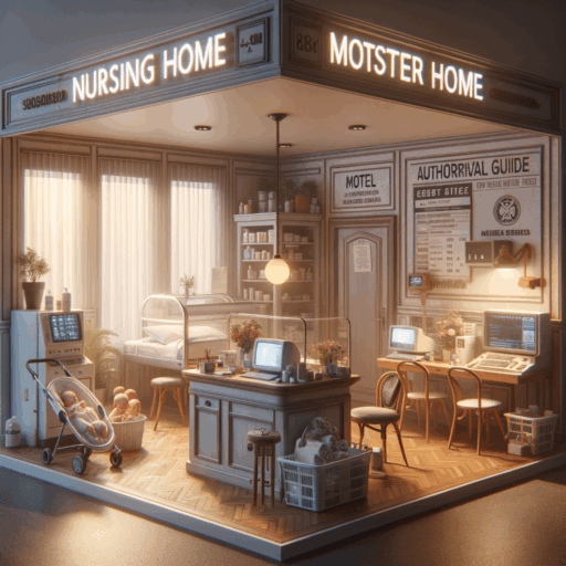 Create a detailed, hyper-realistic, studio-quality image showcasing an authoritative guide on interior remodeling for specific businesses, namely a nursing home, a motel, and an internet cafe. Render this image at a sharp 8K resolution with a well-balanced composition and cinematic depth. Ensure the lighting and placement of elements evoke naturalism and realism. Avoid pixelation, distortion, low resolution, watermarks, text overlays, and overexposure. Do not include any elements such as babies, children, humans, peculiar objects, and backgrounds. Exclude any non-English texts, specifically Korean and any other languages, from the image. The content should reflect the regulations and necessary precautions for remodeling each type of these businesses according to their respective legal and safety standards.