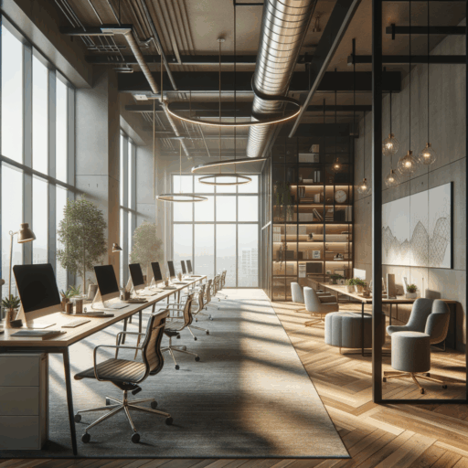 Please create an image that depicts a highly efficient and strategic office interior design for a 30 square meter office space. The image should be rich in detail, rendered in 8K resolution and exhibit realism, professional studio quality, a balanced composition, a well-structured frame, cinematic depth, and natural light and placement. It should not contain pixelation, distortions, low resolution, watermarks, text overlays or overexposure. The scene should not contain any children, babies or individuals. The scene should not consist of any bizarre items or backgrounds, and no text in languages other than English should be present.