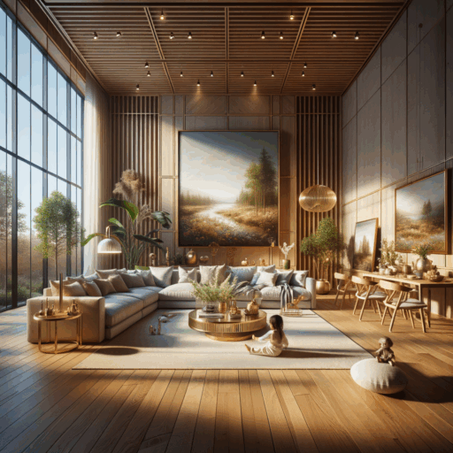 Create a highly detailed image in 8K resolution that captures the essence of a guide on how to purchase affordable interior materials both online and offline. The image should emphasize on realistic and professional studio quality with a balanced composition, well-framed, depth like a movie scene, and a natural lighting and placement. Do not include any elements such as pixelation, distortion, low-resolution, watermark, text overlays, overexposure. It must strictly exclude any figures like babies, children, and people. There should be no peculiar objects and backgrounds. Absolutely avoid any text that is not in English, especially in Korean or any other language.