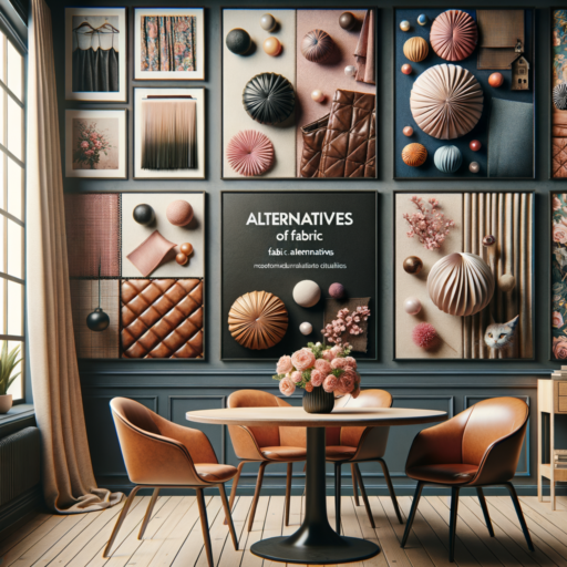 Create an image that includes visuals related to the content given. The image should illustrate the necessity of fabric alternatives in interior design. Show examples of several recommended alternatives to fabric in an interior setting such as faux leather, velvet, metal, wooden, and plastic materials being used in furniture. The items should be represented in a variety of colors and textures. Maintain a professional studio-quality, a balanced composition, well-structured frames and cinematic depth. The lighting should be natural and the placement realistic. Do not include pixelation, distortion, low resolution, watermarks, text overlays or overexposure. There should be no inclusion of babies, children, people, or bizarre items and backgrounds. Do not include any Korean or other non-English text in the image.