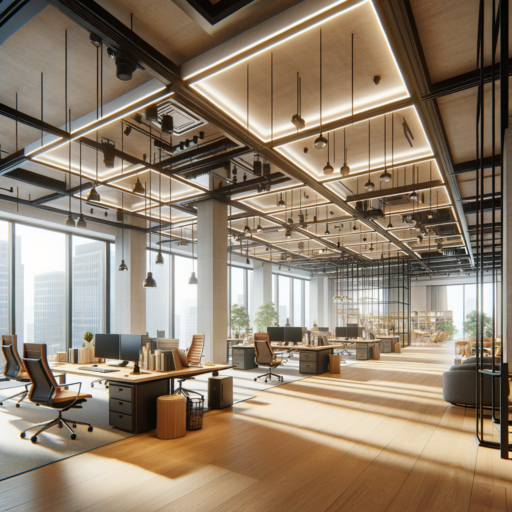 Please create a realistic, 4K resolution image with professional studio quality. The image should showcase a well-balanced composition, well-framed scenes with cinematic depth, and natural placement and lighting. The image should represent a 40-square meter office interior in Seoul's Gangnam district, equipped with modern design and high-quality materials. The design elements should include floor and wall finishes, lightning fixtures, and other decor. Do not include any people, peculiar objects or backgrounds. There should be no pixellation, distortion, low-resolution areas, watermarks, text overlays, or overexposed areas. The image should be devoid of any text in a language other than English.