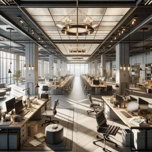 A highly detailed 8K resolution image, embodying a perfect blend of realism and professionalism matching the quality of a specialist design studio. The image should illustrate a meticulously planned 50 square office space where attention necessary aspects such as budget, design, finish materials, construction range, and how these affect the costs. Highlight features such as demolition and alteration, electric and lighting work, flooring and wall finish, soundproofing and AC installation, and their associated costs. Demonstrate a balanced, well-composed frame that sort of tells a story about how attention to office ergonomics, furnishings, IT equipment placement can help create a comfortable and efficient workspace. Ensure the lighting and placement of elements in the scene look natural. Avoid pixelation, distortion, low-resolution, watermarks, text overlays, and excessive exposure. There should be no depictions of infants, children, human beings of any sort. Odd objects and backgrounds should be excluded, and no texts in any language other than English should be present in the image.