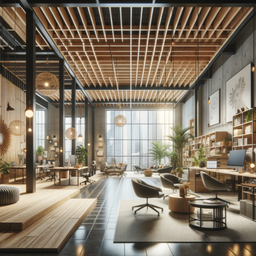 Create a detailed, high-resolution 8K image representing the necessity and fundamental elements of commercial interior design in an office or retail space. The scene should depict a balance between aesthetics and functionality, emphasizing the importance of brand identity, customer experience, and workplace efficiency. Incorporate elements that reflect current trends, including sustainable and eco-friendly design, flexible space utilization, and the integration of digital technology. The composition should be balanced, with well-planned framing and cinematic depth. Use natural lighting and positioning to establish a realistic and professional studio-quality ambiance. Exclude any elements such as infants, children, individuals, bizarre objects, and backgrounds. Ensure there are no distortions, watermarks, overlaid text, overexposures and all text in languages other than English.