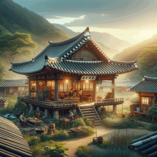 Create a meticulously detailed, 8K-resolution image in realistic, professional studio quality. The image should depict the intricacies of remodeling a traditional Korean Hanok house located in the countryside. Offer a balanced composition and well-structured framing that unfolds like a movie scene, with natural lighting and placement of various elements echoing a truthful guide to refurbishing costs. Ensure the image is free from pixelation, distortion, low-resolution elements, watermarks, and text overlays. Overexposure or use of text in any language other than English should be avoided, and the image must not include babies, children, or people in general. Also, no unusual objects or backgrounds should be part of the image.